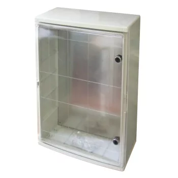   Tracon TME605022T, Műanyag elosztószekrény átlátszó ajtóval H×W×D=600×500×220mm, IP65, IK10, 1000V AC/DC, RAL7035