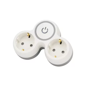   Tracon TND2-K, Többférőhelyes, kapcsolós átalakító csatlakozó, szürke+fehér 2×SCHUKO, max.16A, 230VAC, 3680W, PP