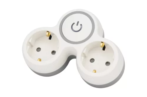 Tracon TND2-K, Többférőhelyes, kapcsolós átalakító csatlakozó, szürke+fehér 2×SCHUKO, max.16A, 230VAC, 3680W, PP