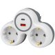 Tracon TND2-USBAC Többférőhelyes átalakító csatlakozó, USBC+USBA, szürke+fehér 2×SCHUKO, max.16A, 230VAC, 3680W, PP, USB-A+C:5V, 3,4A 17.0W