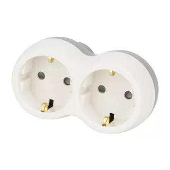   Tracon TND2, Többférőhelyes átalakító csatlakozó, szürke + fehér 2×SCHUKO, max.16A, 230VAC, 3680W, PP