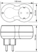 Tracon TND2, Többférőhelyes átalakító csatlakozó, szürke + fehér 2×SCHUKO, max.16A, 230VAC, 3680W, PP