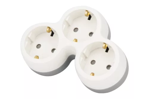 Tracon TND3, Többférőhelyes átalakító csatlakozó, szürke + fehér 3×SCHUKO, max.16A, 230VAC, 3680W, PP