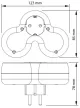 Tracon TND3, Többférőhelyes átalakító csatlakozó, szürke + fehér 3×SCHUKO, max.16A, 230VAC, 3680W, PP