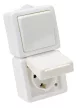 Tracon TR-PH03V, Falon kívüli egy áramkörös kapcsoló+csatl.aljzat, függőleges 16A/250VAC, IP44(101)