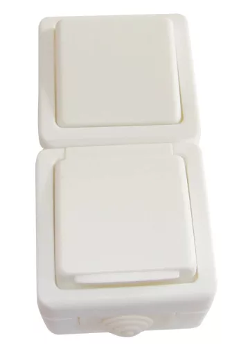 Tracon TR-PHF08V, Falon kívüli váltókapcsoló+csatlakozóaljzat, függől., csapos 16A/250VAC, IP54, (106)