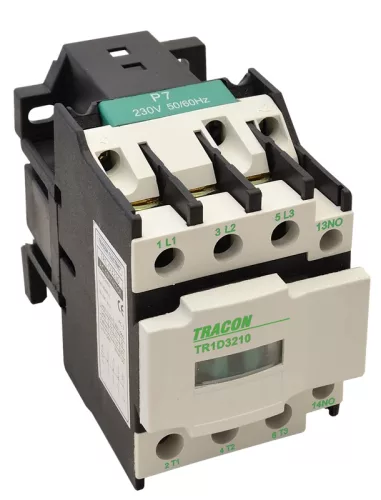 Tracon TR1D1801F7 Kontaktor 660V, 50Hz, 18A, 7,5kW, 110V AC, 3×NO+1×NC