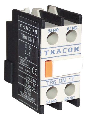 Tracon TR6DN02 Homlokoldali segédérintkező TR1D/F és TR1E kontaktorokhoz 230V, 50Hz, 2A, 2×NC