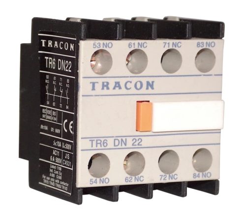 Tracon TR6DN04 Homlokoldali segédérintkező TR1D/F és TR1E kontaktorokhoz 230V, 50Hz, 2A, 4×NC