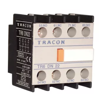   Tracon TR6DN22 Homlokoldali segédérintkező TR1D/F és TR1E kontaktorokhoz 230V, 50Hz, 2A, 2×NC+2×NO
