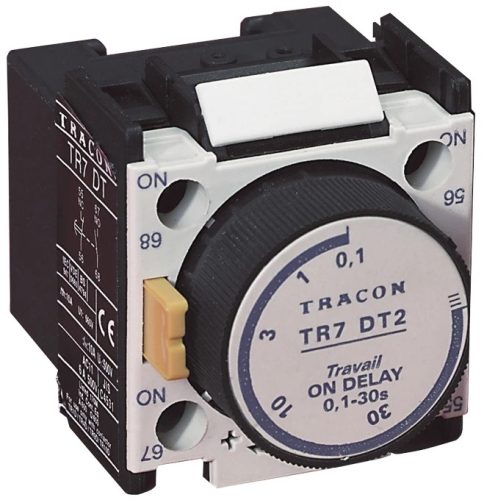 Tracon TR7DT2 Időzítő egység TR1D/F kontaktorokhoz, meghúzás-késleltetéses 0,1-30sec, 1×NC+1×NO