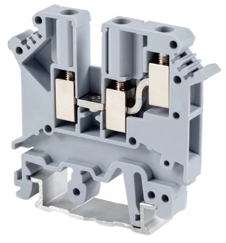 Tracon TSKA4/3 Háromkapcsos ipari sorozatkapocs, csavaros, sínre, szürke 0,2-4mm2, 500VAC, 32A