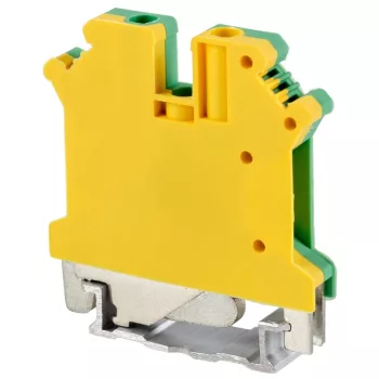   Tracon TSKA4JD Védővezető ipari sorozatkapocs, csavaros, sínre, zöld/sárga 0,2-4mm2, 41A