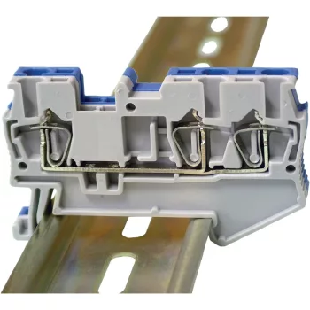   Tracon TSKB1/3K Háromkapcsos ipari sorozatkapocs, rugós, sínre, kék 0,14-1,5mm2, 500VAC, 17,5A