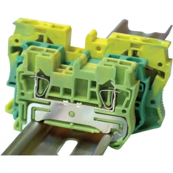   Tracon TSKB6JD Védővezető ipari sorozatkapocs, rugós, sínre, zöld/sárga 0,5-6mm2, 57A