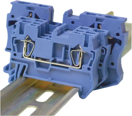 Tracon TSKB6K Nullavezető ipari sorozatkapocs, rugós, sínre, kék 0,5-6mm2, 800V, 52A