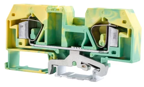 Tracon TSKC16JD Védővezető ipari sorozatkapocs, rugós, sínre, zöld/sárga 800V 76A 0.2-16 mm2 2P