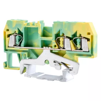   Tracon TSKC2,5/3JD Védővezető ipari sorozatkapocs, rugós, sínre, zöld/sárga 800V 24A 0.08-2.5 mm2 3P