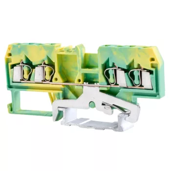   Tracon TSKC2,5/4JD Védővezető ipari sorozatkapocs, rugós, sínre, zöld/sárga 800V 20A 0.08-2.5 mm2 4p