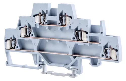 Tracon TSKC2,5EE Emeletes ipari sorozatkapocs,rugós, sínre, szürke 500V 20A 0.08-2.5 mm2 6P