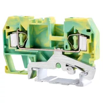   Tracon TSKC2,5JD Védővezető ipari sorozatkapocs, rugós, sínre, zöld/sárga 800V 24A 0.08-2.5 mm2 2P