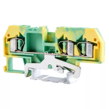   Tracon TSKC4/3JD Védővezető ipari sorozatkapocs, rugós, sínre, zöld/sárga 800V 32A 0.08-4 mm2 3P