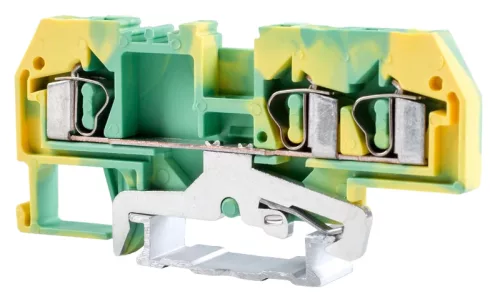 Tracon TSKC4/3JD Védővezető ipari sorozatkapocs, rugós, sínre, zöld/sárga 800V 32A 0.08-4 mm2 3P