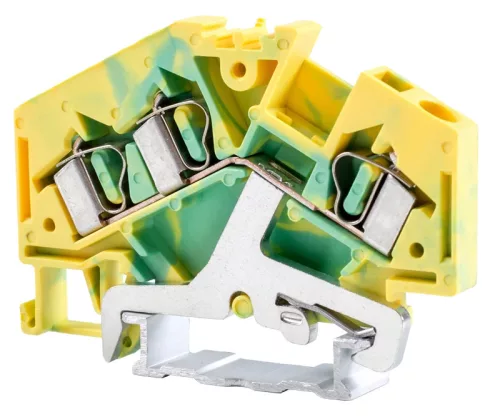 Tracon TSKC4/3JDD Védővezető ipari sorozatkapocs, rugós, sínre, zöld/sárga 800V 32A 0.08-4 mm2 3P