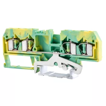   Tracon TSKC4/4JD Védővezető ipari sorozatkapocs, rugós, sínre, zöld/sárga 800V 26A 0.08-4 mm2 4P