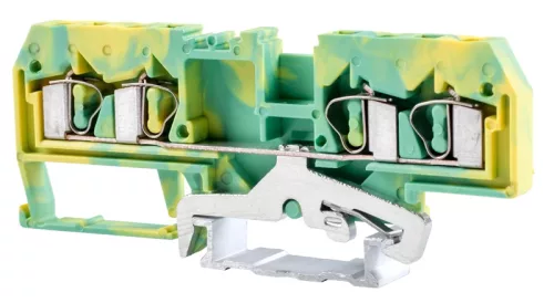 Tracon TSKC4/4JD Védővezető ipari sorozatkapocs, rugós, sínre, zöld/sárga 800V 26A 0.08-4 mm2 4P