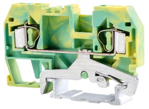 Tracon TSKC4JD Védővezető ipari sorozatkapocs, rugós, sínre, zöld/sárga 800V 32A 0.08-4 mm2 2P