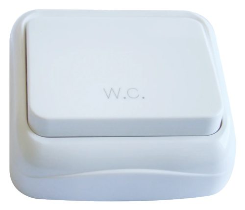 Tracon TTK-04W, Falon kívüli nyomókapcsoló WC felirattal (tapétakapcsoló) 10AX/250VAC, IP20 (N101)