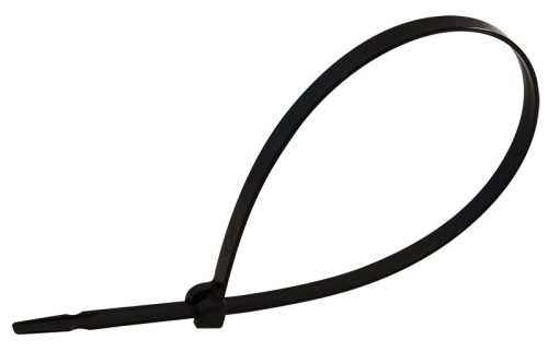 Tracon TU186, UV-álló fémnyelves kábelkötegelő, fekete 186×4,8mm, D=3,5-45mm, PA6.6