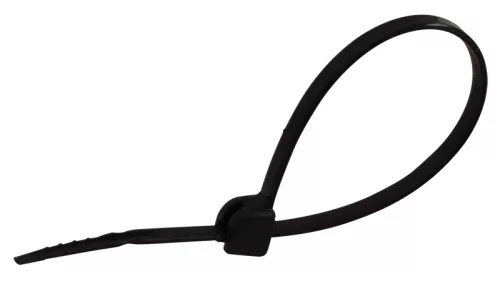 Tracon TU338, UV-álló fémnyelves kábelkötegelő, fekete 338×7,6mm, D=3,5-120mm, PA6.6