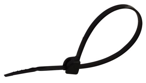 Tracon TU360, UV-álló fémnyelves kábelkötegelő, fekete 360×4,8mm, D=3,5-102mm, PA6.6