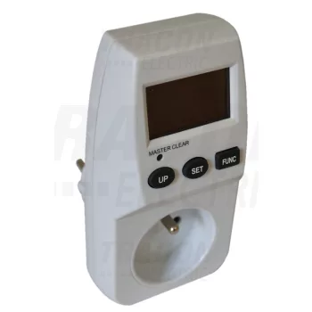  Tracon TVO-1D216F, LCD kijelzésű dugaszolható fogyasztásmérő csapos, egyfázisú 230V / 16A, 1xFrench