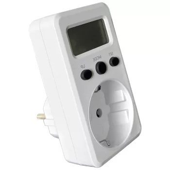   Tracon TVOD01 LCD kijelzőjű dugaszolható fogyasztásmérő 230 V, 50 Hz, 16 A, 3680 W, V, kWh, cost