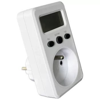   Tracon TVOD01F LCD kijelzőjű dugaszolható fogyasztásmérő 230 V, 50 Hz, 16 A, 3680 W, V, kWh, cost, French