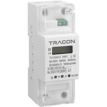 Tracon TVOSM12 egyfázisú okos fogyasztásmérő, 230VAC, 5(65)A, WIFI, 2 modul