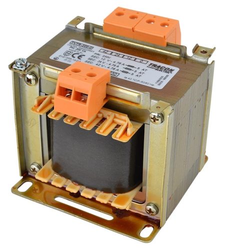 Tracon TVTR-150-C Vezérlő transzformátor ( leválasztó ), 1 fázisú, 230V/primer, 12-24-42V/szekunder 150VA teljesítménnyel IP00 TVTR