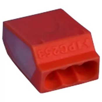   Tracon UC-3, Csavar nélküli vezetékösszekötő, piros 3×(0,75-2,5mm2, 450VAC, max. 16A
