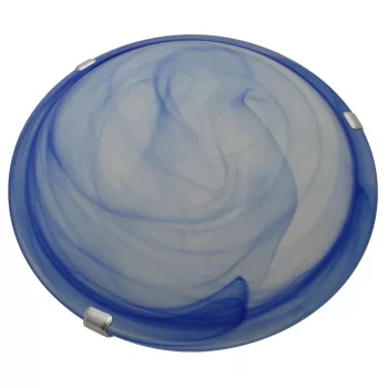   Tracon UFO-2-K, Üveg mennyezeti UFO lámpatest, kék 230V, 50Hz, E27, max.2×60W, D=300 mm, EEI=A++,A+,A,B,C,D,E