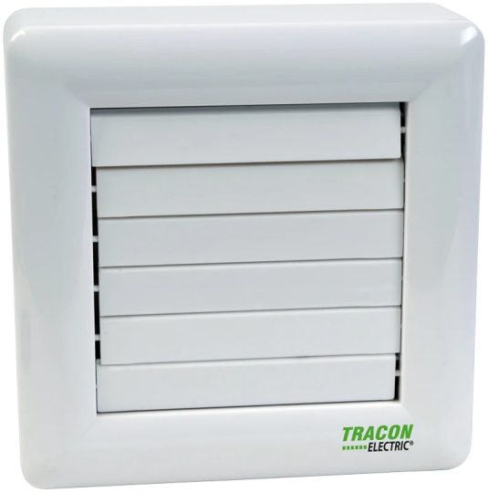 Tracon VFM100-B Fürdőszoba vent. aut.frontzsalu, golyóscsapágy 230 VAC, 15W, 80 m3/h, 33 dB,100 mm Tracon VFM100-B Fürdőszoba vent. aut.frontzsalu, golyóscsapágy 230 VAC, 15W, 80 m3/h, 33 dB,100 mm