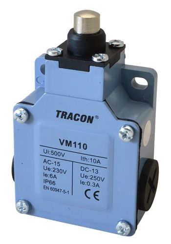 Tracon VM110 Helyzetkapcsoló, kúpos fémházas 1×NO+1×NC, 6A/230V AC, IP66