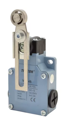 Tracon VM145 Helyzetkapcsoló, lengőkar-görgő 1×NO+1×NC, 6A/230V AC, IP66