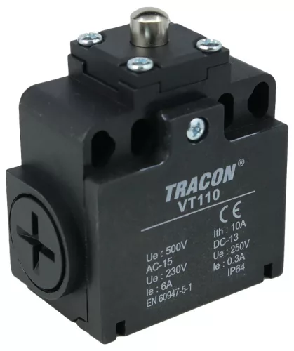 Tracon VT110 Helyzetkapcsoló, kúpos-ütközős 1×NO+1×NC, 6A/230V AC, IP65