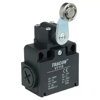   Tracon VT118 Helyzetkapcsoló, lengőkar-görgö 1×NO+1×NC, 6A/230V AC, 28mm, IP65