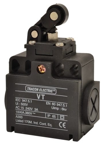 Tracon VT121 Helyzetkapcsoló, karos-görgős 1×NO+1×NC, 6A/230V AC, IP65