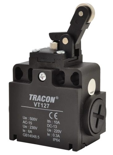 Tracon VT127 Helyzetkapcsoló, nyomógörgős 1×NO+1×NC, 6A/230V AC, IP65