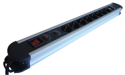 Tracon HKTM8-3M-KT-ALU ALU 8-as elosztó kapcsoló+túlfesz+túláram+koax+tel védelem 8×SHUKO, 3m, max.16A, 250V, 3680W, H05VV-F